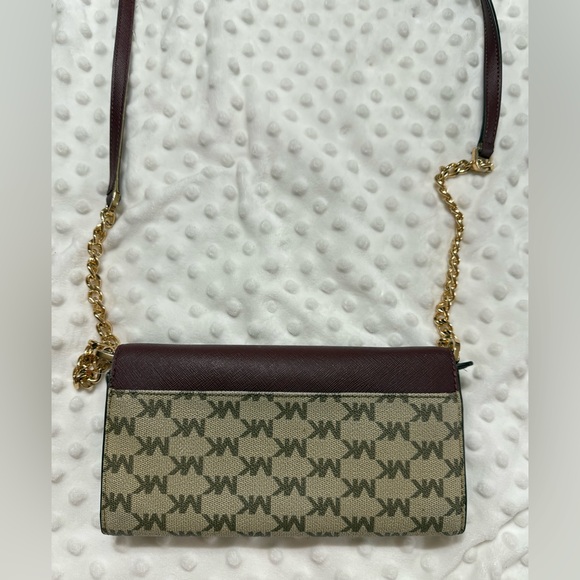 Michael Kors Wine and Tan Crossbody Bag - Picture 10 of 10